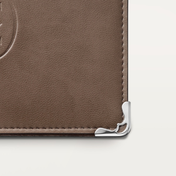 Cartera para seis tarjetas de crédito, Must de Cartier Material de origen no animal gris topo, acabado paladio